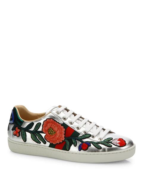 gucci ace sneakers floral|Gucci ace embroidered sneakers.